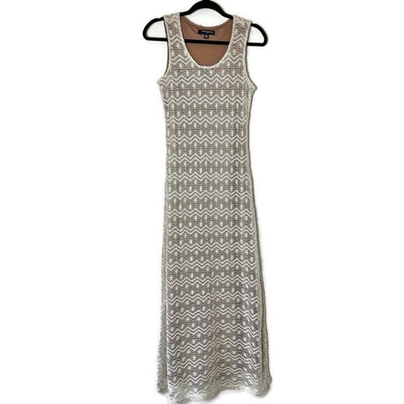 Sharagano Crochet Overlay Beach Sleeveless Maxi Dress Size 6 Medium - Picture 1 of 6